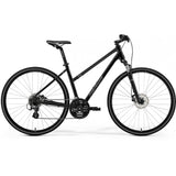 Merida Crossway 10 women's hybrid bike with Shimano Acera gears and disc brakes, ideal for commuting and urban cycling.