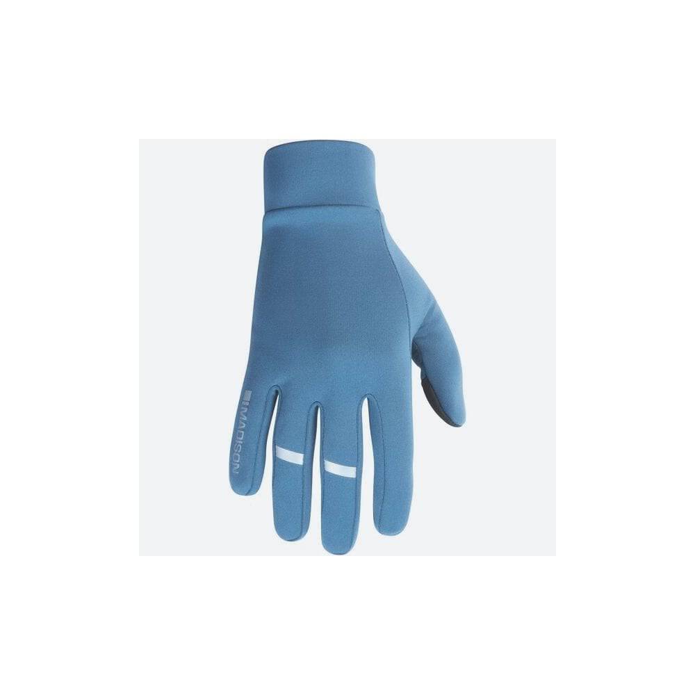 Madison Stellar reflective windproof thermal gloves with touchscreen fingertips and grip detail, designed for cold weather outdoor activities.