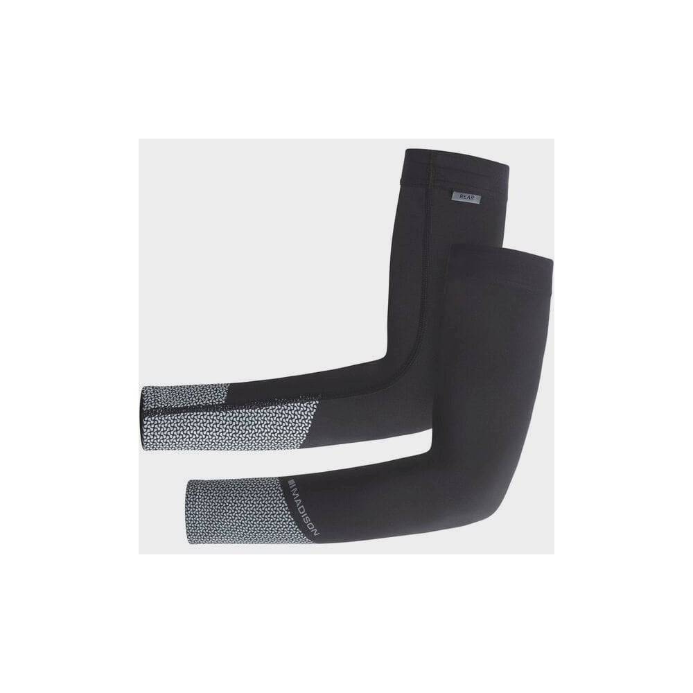 Madison DTE Stellar Tech Isoler thermal arm warmers with DWR coating, designed for cycling, shown on a model's arms.