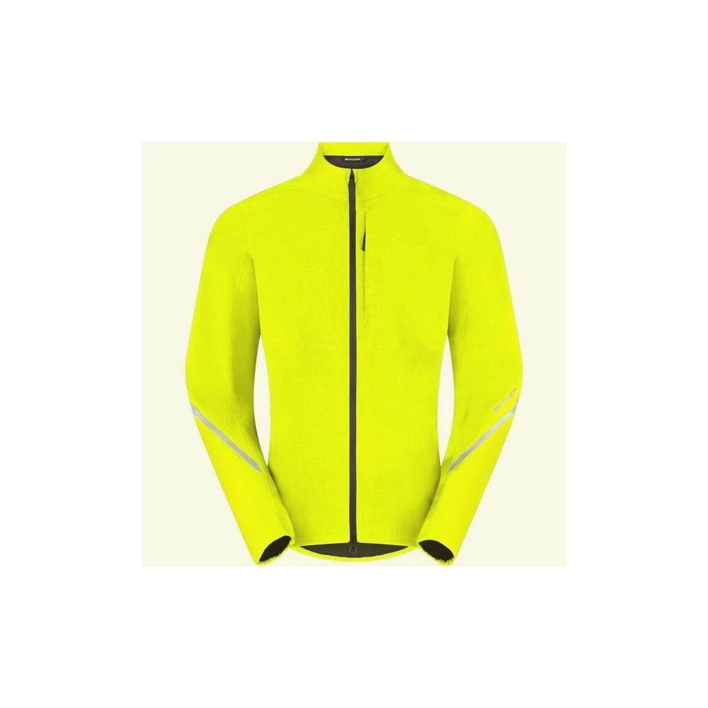 Madison men's waterproof cycling jacket with reflective safety features, lightweight outdoor clothing for biking in wet conditions.