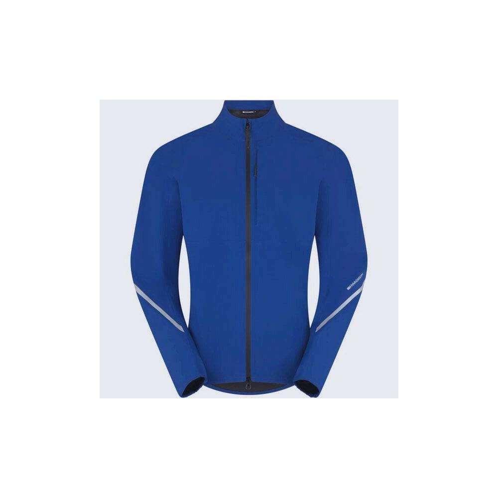 Madison men's waterproof cycling jacket with reflective safety features, lightweight outdoor clothing for cycling in various weather conditions.