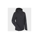 Madison Roam Women's waterproof 2-layer jacket with packable hood and reflective details, suitable for outdoor weather protection.