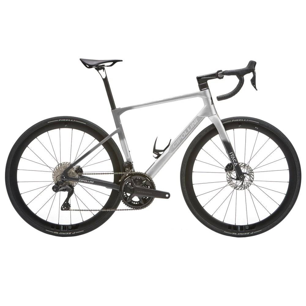 Cipollini Itaca road bike with Shimano Ultegra DI2 electronic shifters and Fulcrum Airbeat 400 wheels, sleek and aerodynamic design.
