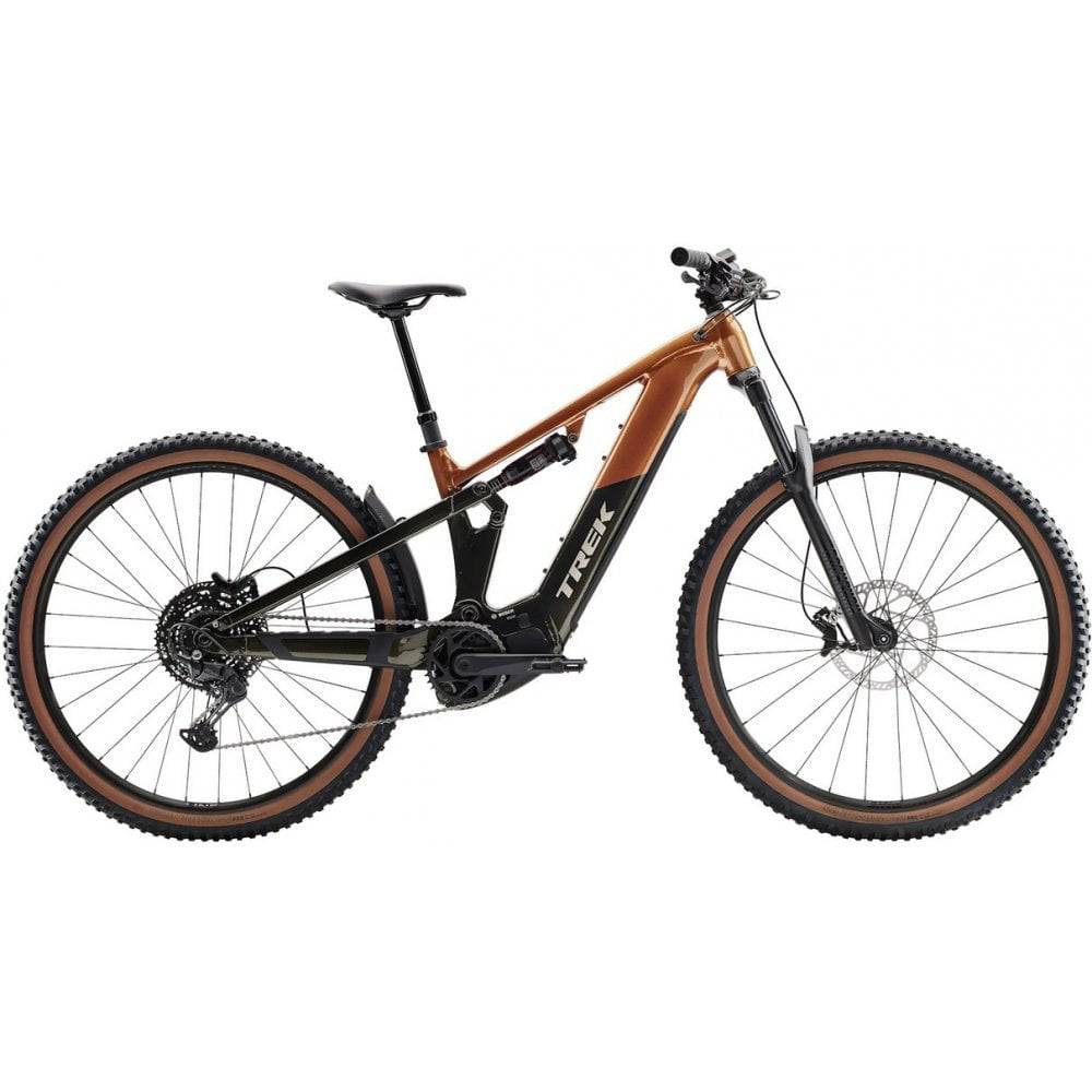 Trek Powerfly FS+ 4 full suspension e-mountain bike with Bosch Performance Line CX motor and 600Wh battery, ready for off-road riding.