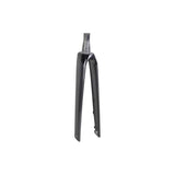 Trek Madone SL7 rigid road bike fork, showing sleek carbon design for precise steering and control on road cycling components.