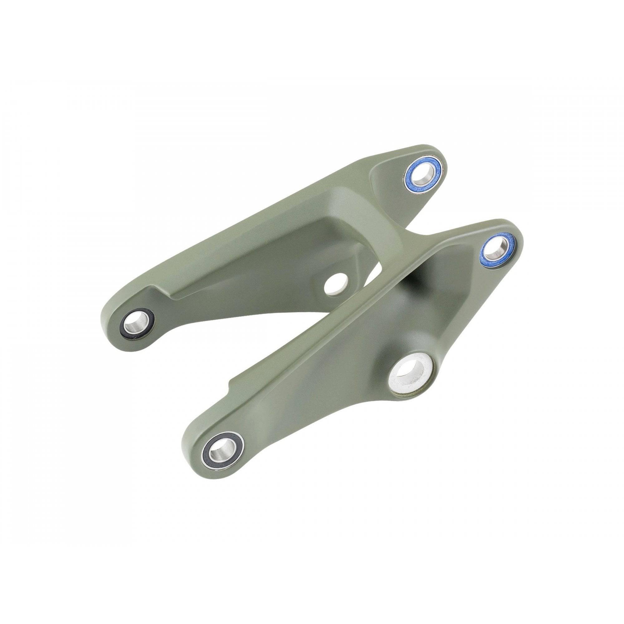 Trek Remedy 8 27.5 linkage replacement part for suspension upgrade, showing the black metal component with mounting points.