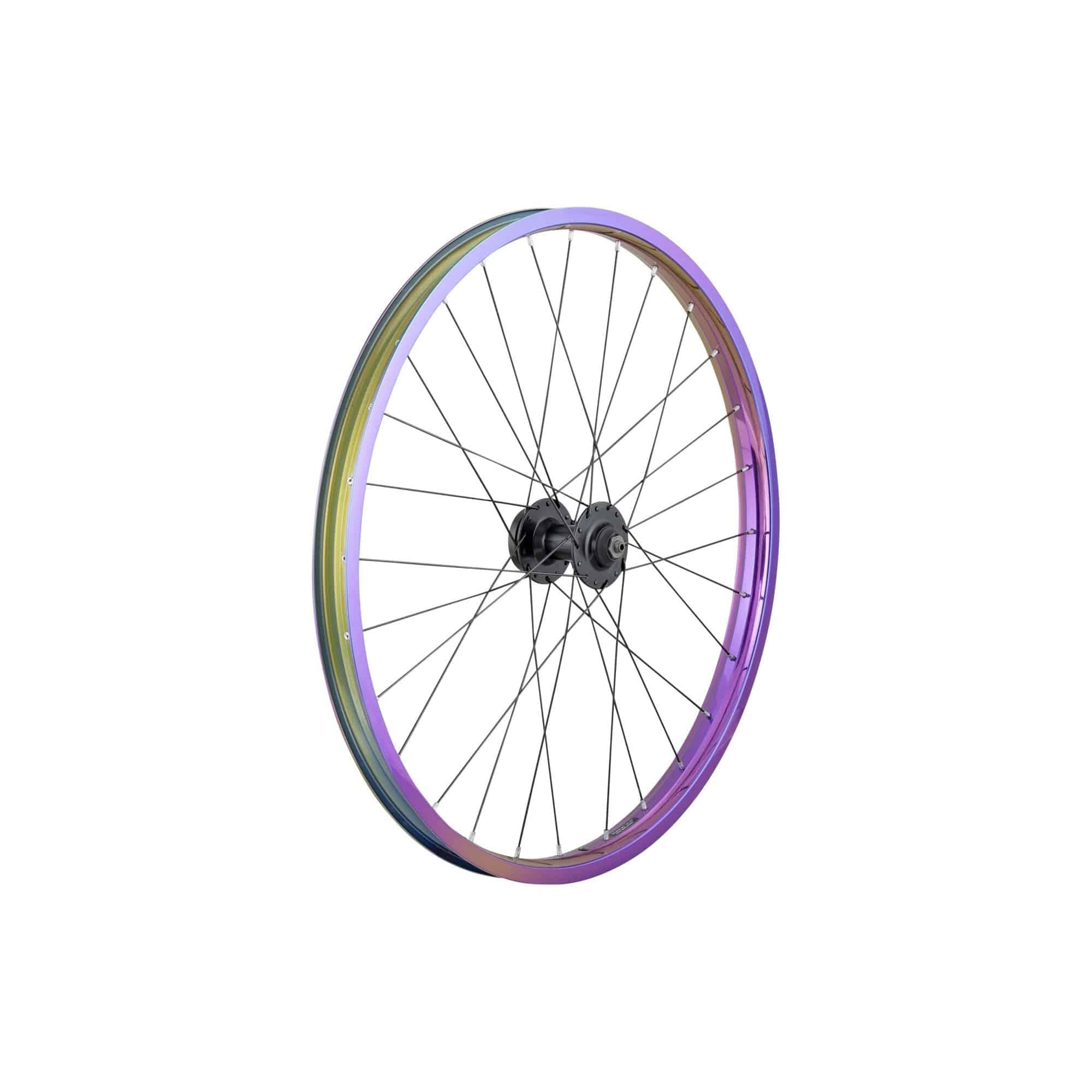 Trek 24-inch mountain bike rear wheel with 6-bolt disc brake mount, 28-hole, 8-speed compatible, bike component.