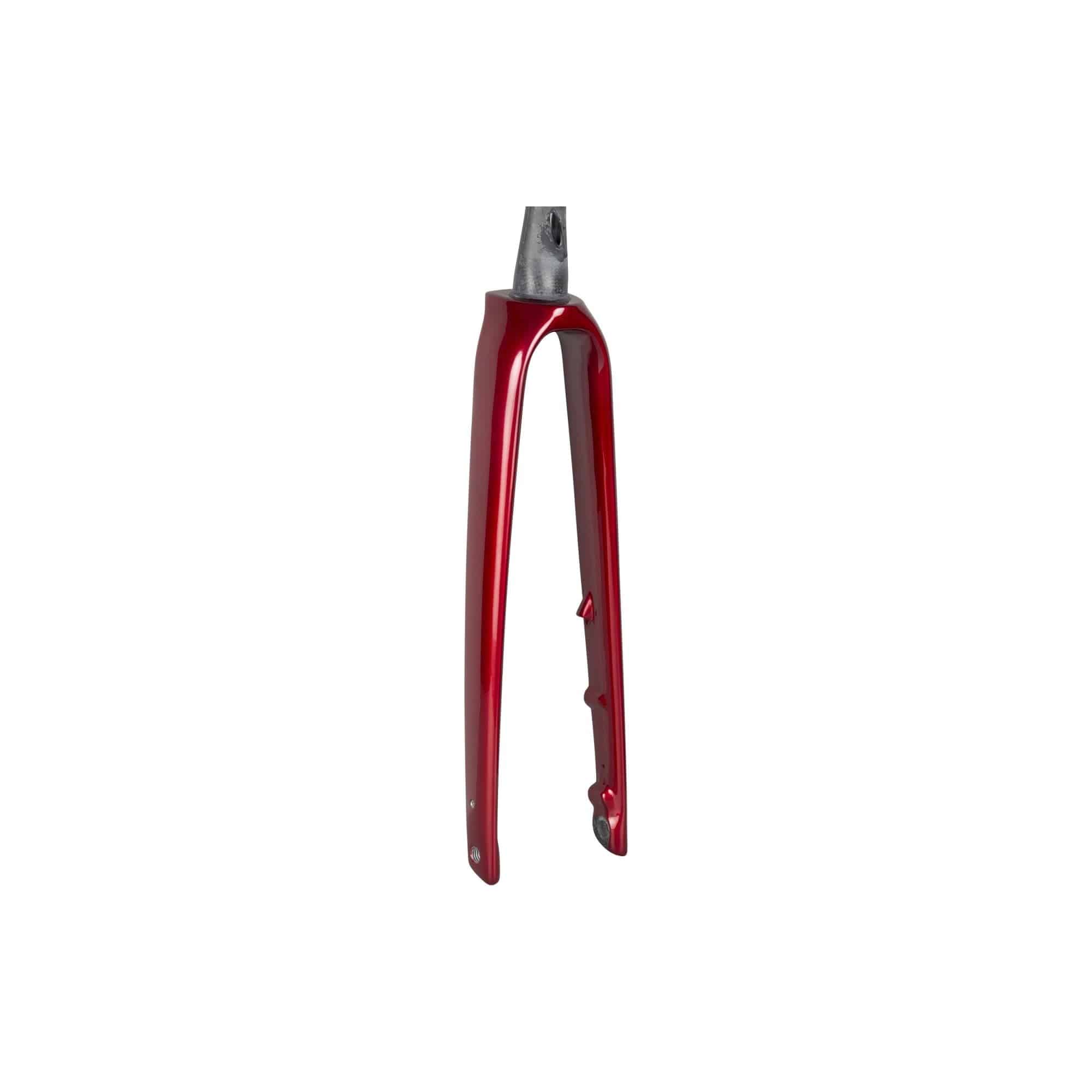 Trek Domane SL 6 road bike forks for smooth steering and stability, showcasing lightweight carbon components.