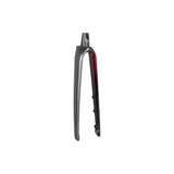 Trek Domane SL 5 road bike forks for precise steering and stability, featuring lightweight carbon components.