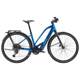 Trek FX+ 7 2025 e-hybrid bike with Shimano CUES U6000 electric assist system, featuring a sleek frame and modern design.