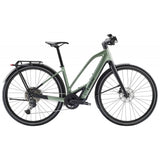 Trek FX+ 7 2025 e-Hybrid Bike with Shimano CUES U6000 electric assist system, black frame, and ergonomic design.