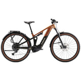 Trek Powerfly FS+ 4 EQ electric mountain bike with full suspension and 29-inch wheels, designed for off-road riding.