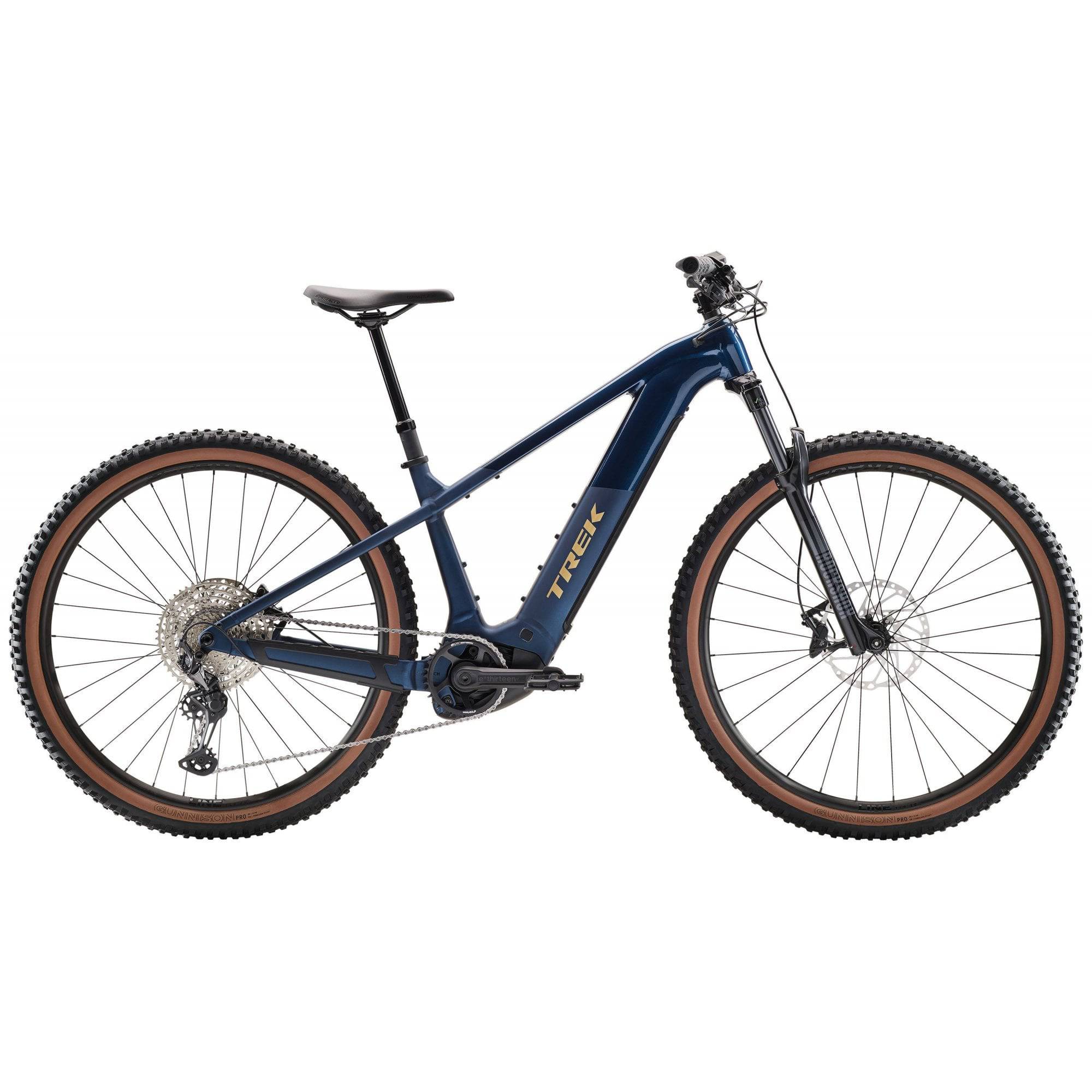 Trek Powerfly+ 6 Gen 5 e-mountain bike with 29-inch wheels and Shimano Deore XT drivetrain, ready for rugged off-road riding.