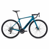 Giant Defy Advanced E+ Elite 2 e-road bike with SyncDrive Move Plus motor and SRAM wireless drivetrain, shown from side view.