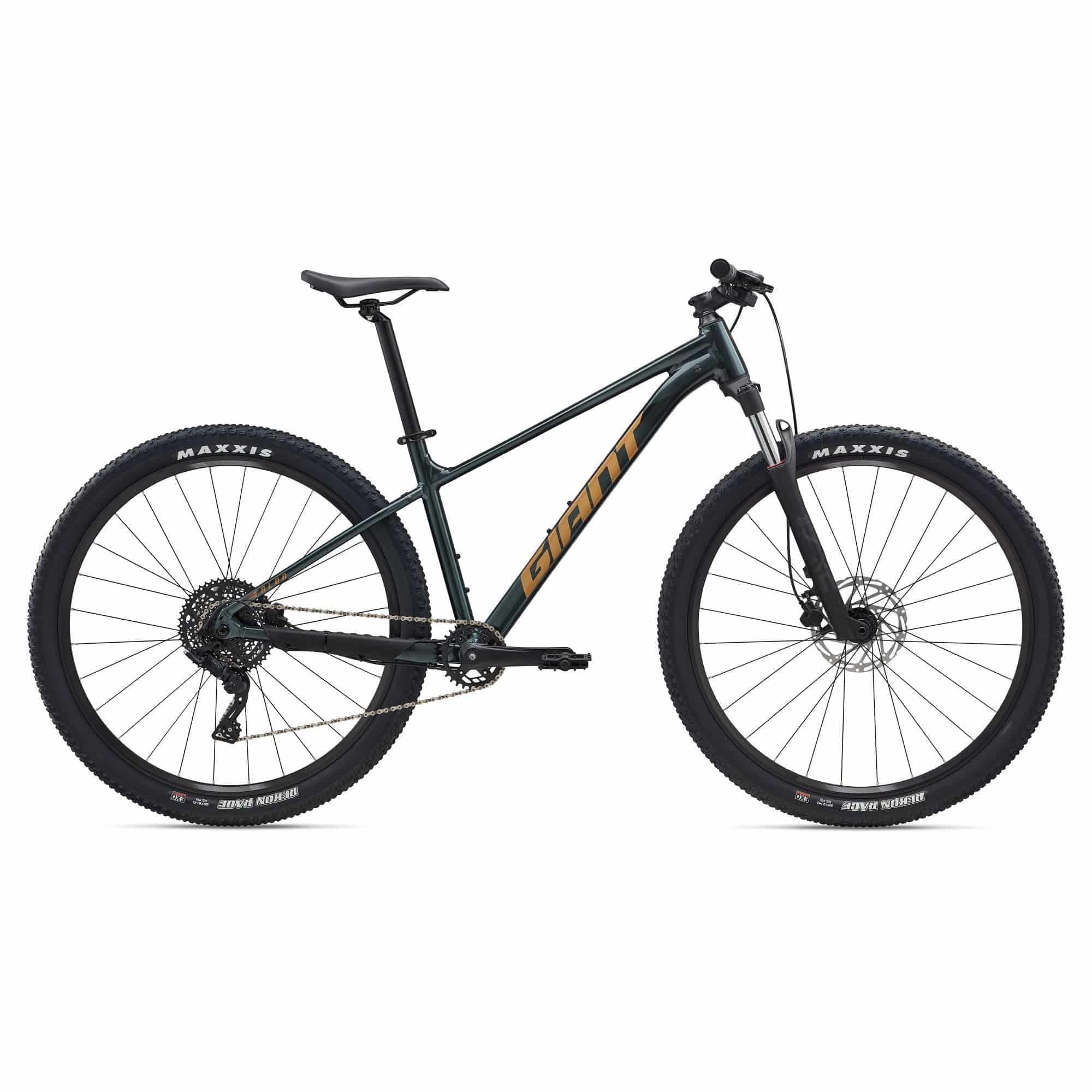 Giant Talon 29 2 mountain bike with suspension, 1x drivetrain, high-volume tires, suitable for rugged trail riding.