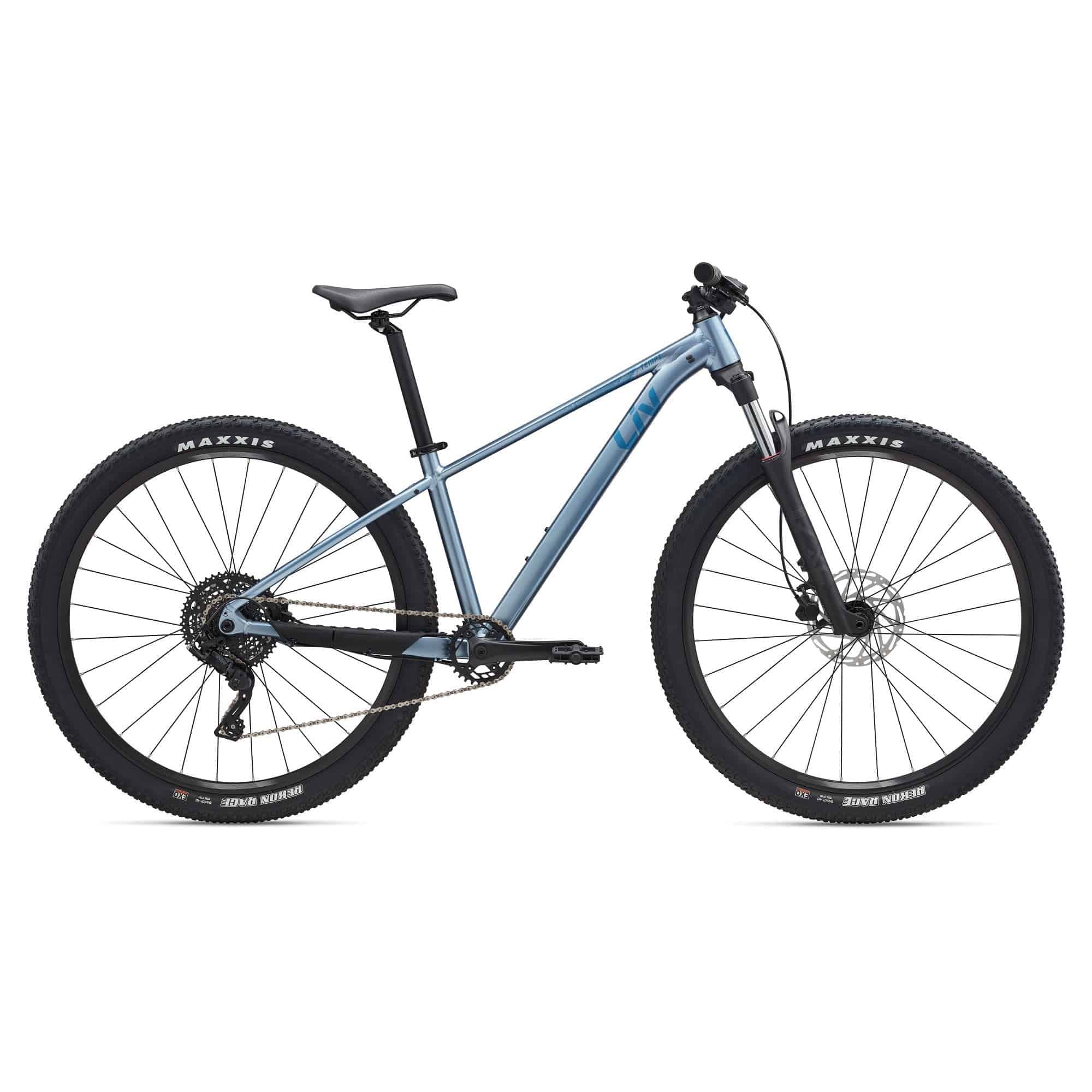 Liv Tempt 2 mountain bike with ALUXX frame, 27.5 and 29-inch wheels, 1x drivetrain, ready for off-road adventures.