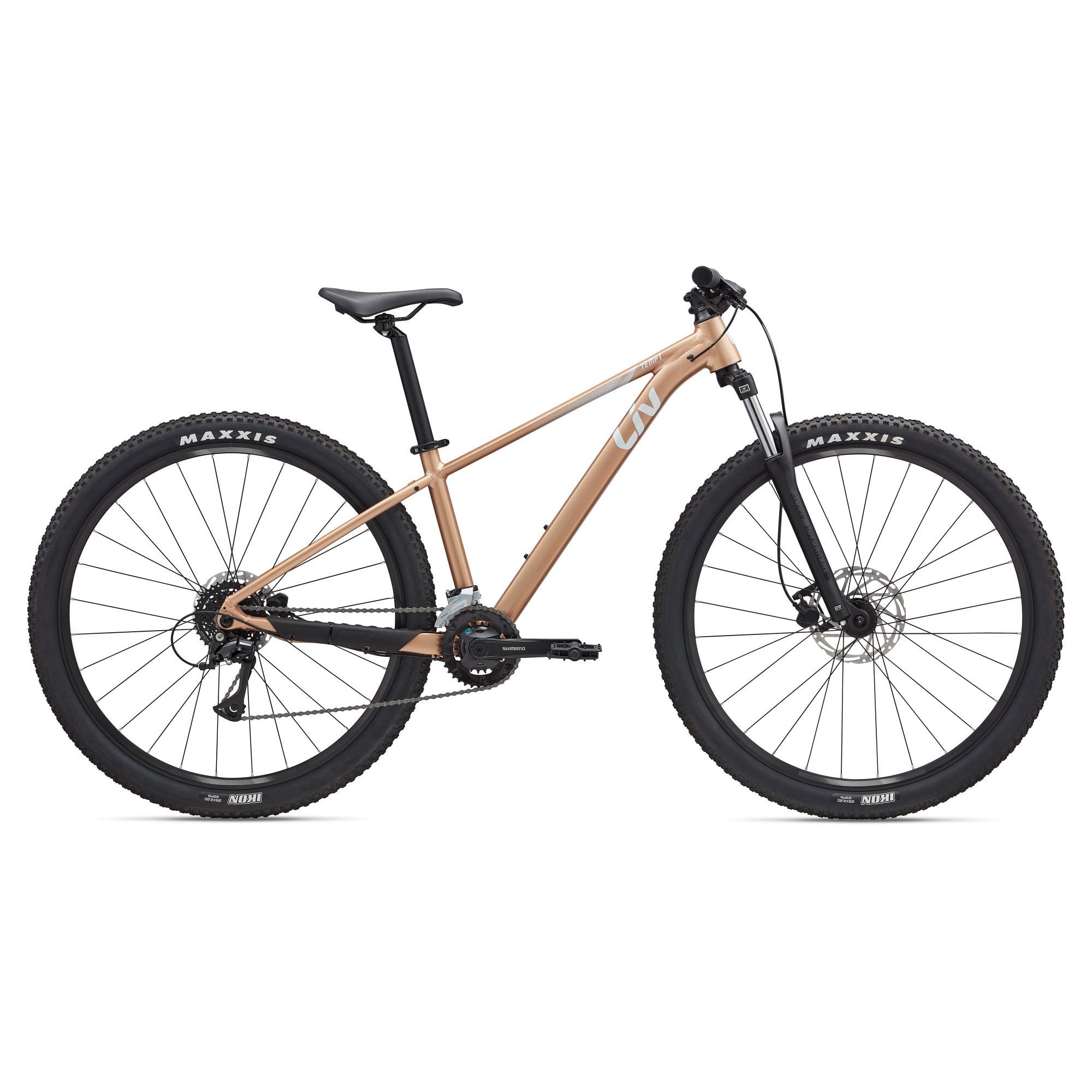 Liv Tempt 29 3 women's mountain bike with Shimano Acera 1x drivetrain, featuring a sturdy frame and knobby tires for trail riding.