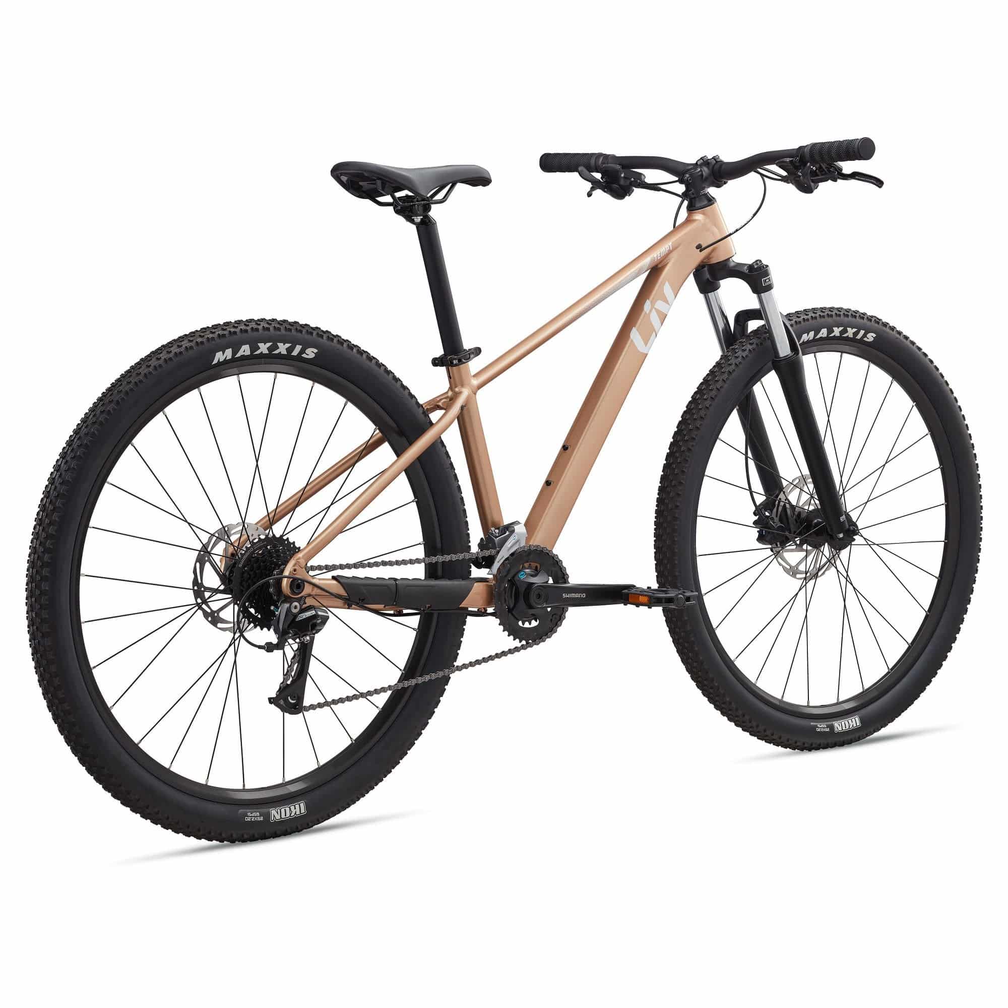 Liv Tempt 3 women's mountain bike with ALUXX frame and Shimano Acera 1x drivetrain, shown on a trail.