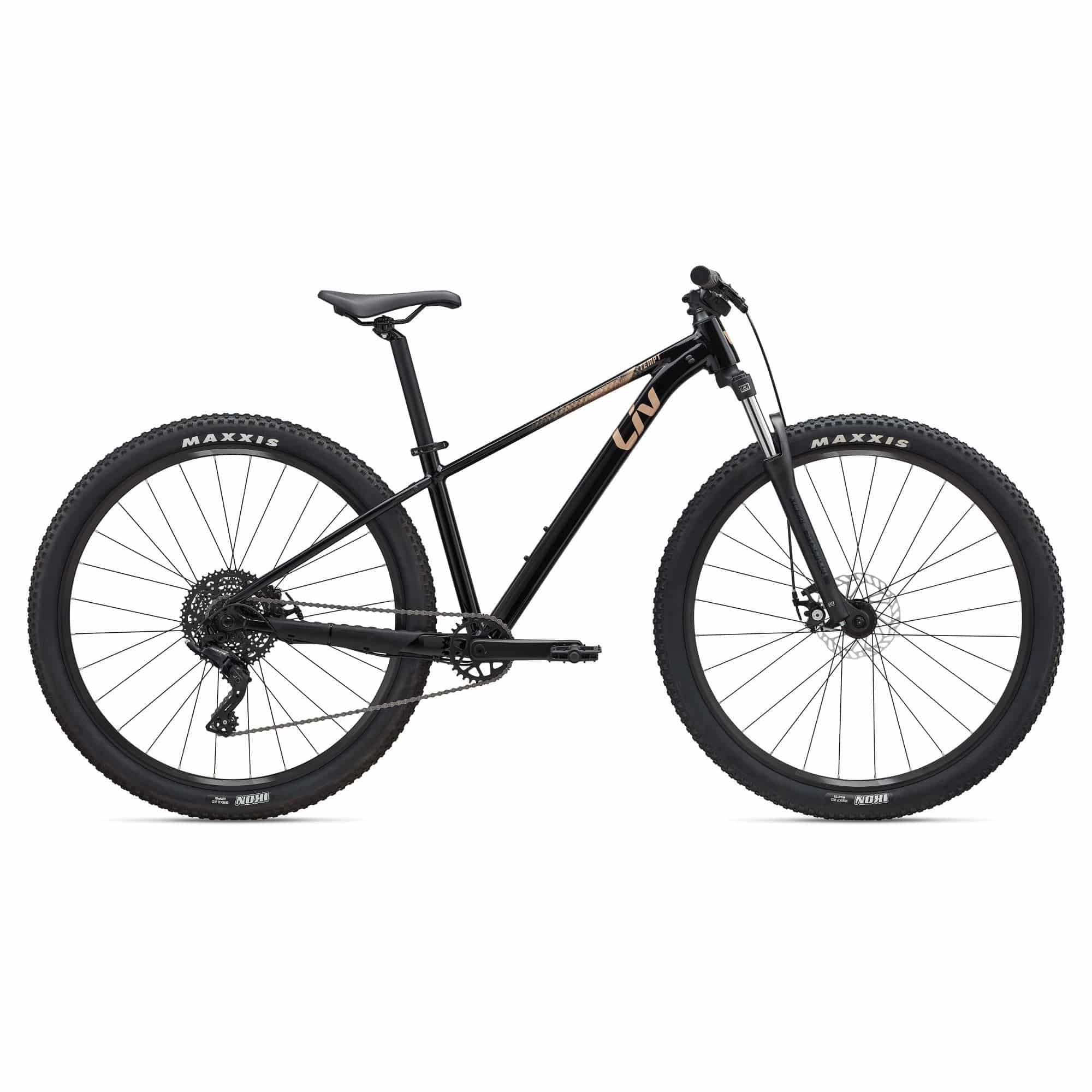 Liv Tempt 4 trail mountain bike with ALUXX aluminum frame and 27.5" or 29" wheels, shown outdoors on a dirt trail.