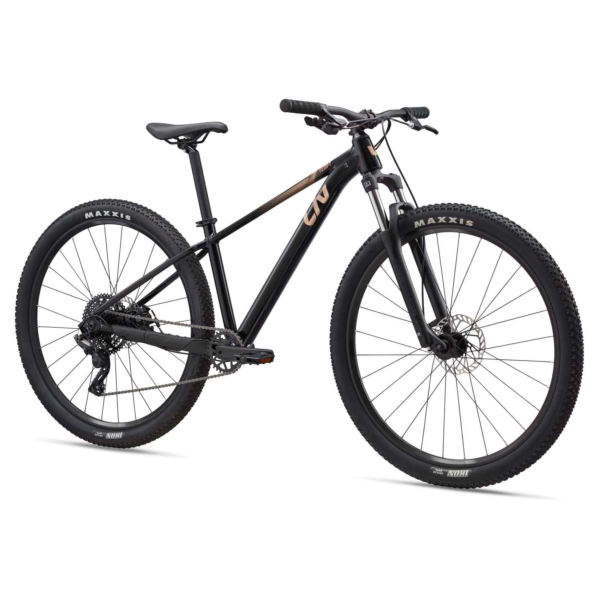 Liv Tempt 4 Trail Mountain Bike with aluminum frame and 27.5-inch or 29-inch wheels, suitable for mountain trail riding.