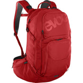EVOC Explorer Pro 26L backpack with helmet holder and hydration compartment, outdoor accessories for cycling and hiking.