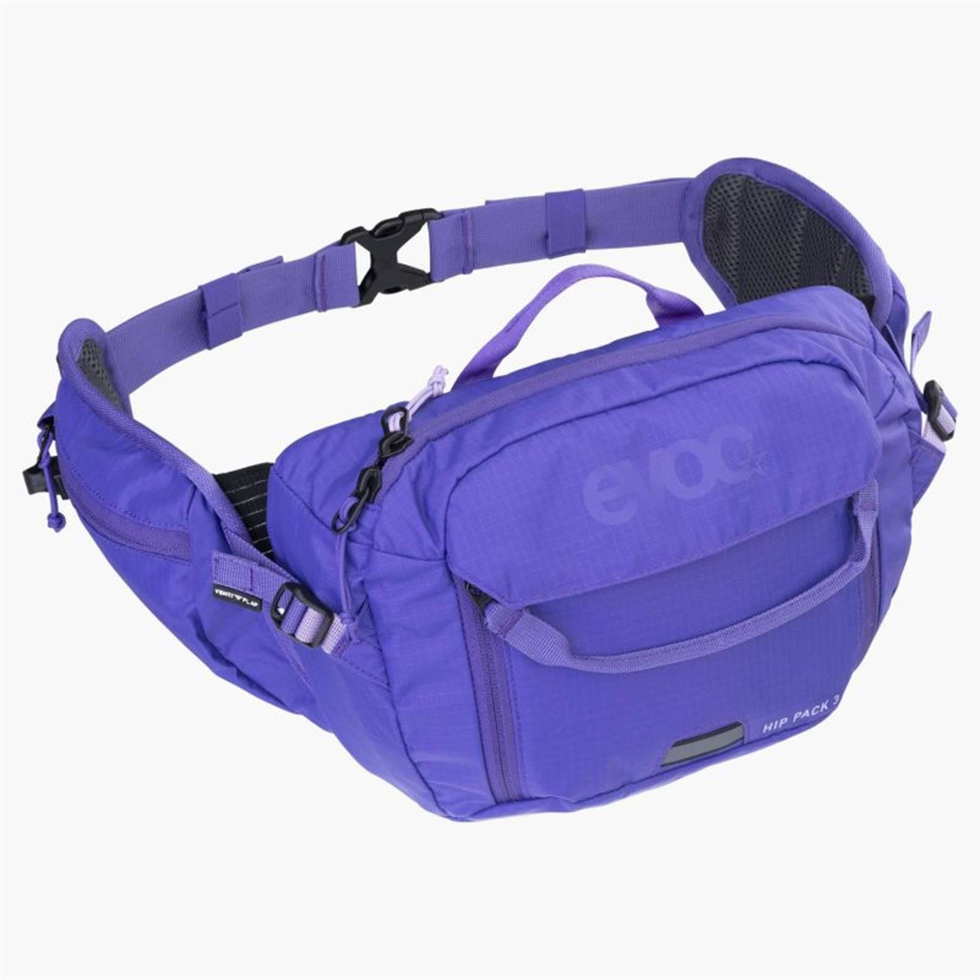 EVOC Hip Pack hydration bag with 3L capacity and 1.5L bladder, ventilated cycling accessory for outdoor adventures