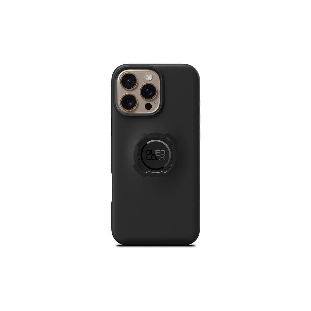 Quad Lock original secure mount phone case showing black protective cover with mounting hardware attached.