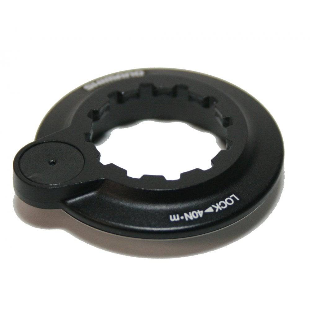 Shimano Spares EW-SS302 lock ring with magnet and washer for brake cable components, shown in close-up.