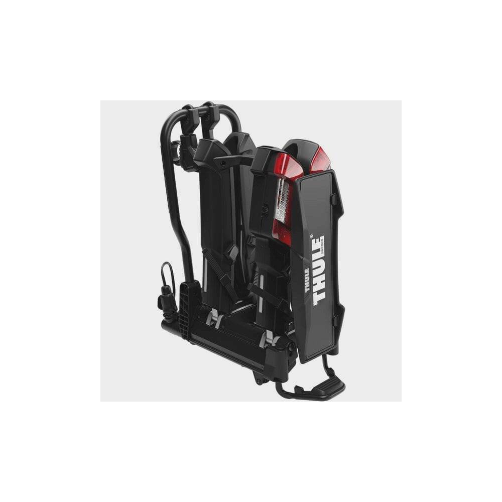 Thule EasyFold 3 tow bar bike carrier for 2 bikes, featuring AcuTight 13-pin towbar rack in a close-up view