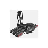 Thule EasyFold 3-bike tow bar carrier with AcuTight and 13-pin connector, showing the mounted bike rack and hitch attachment.