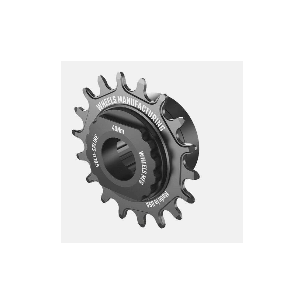 Black Wheels Manufacturing Solo-Spline 18T single speed conversion kit for Micro Spline hubs, showing the sprocket and components.