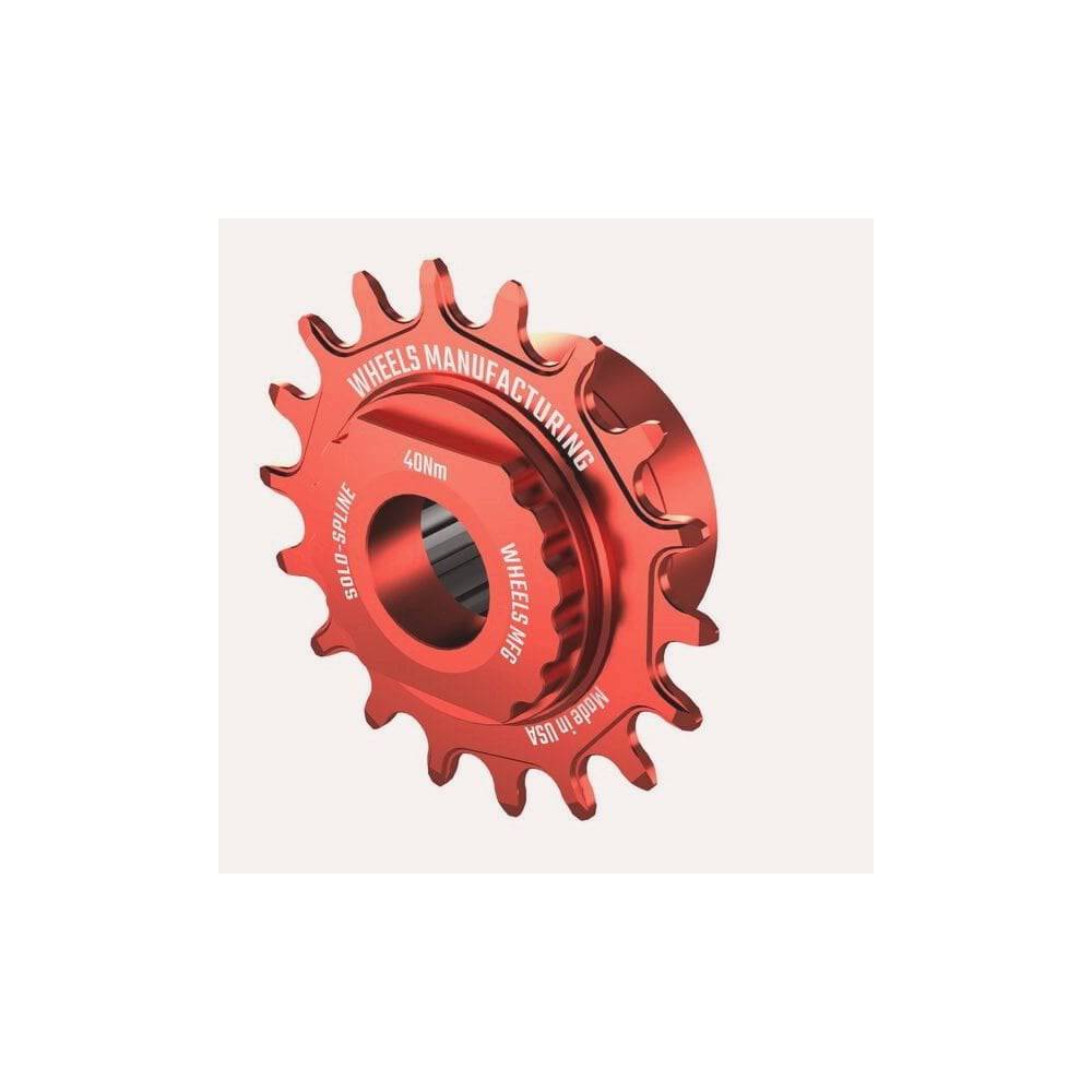 Wheels Manufacturing Solo-Spline 18T single speed conversion kit for Shimano Micro Spline hubs, red color, bike component.