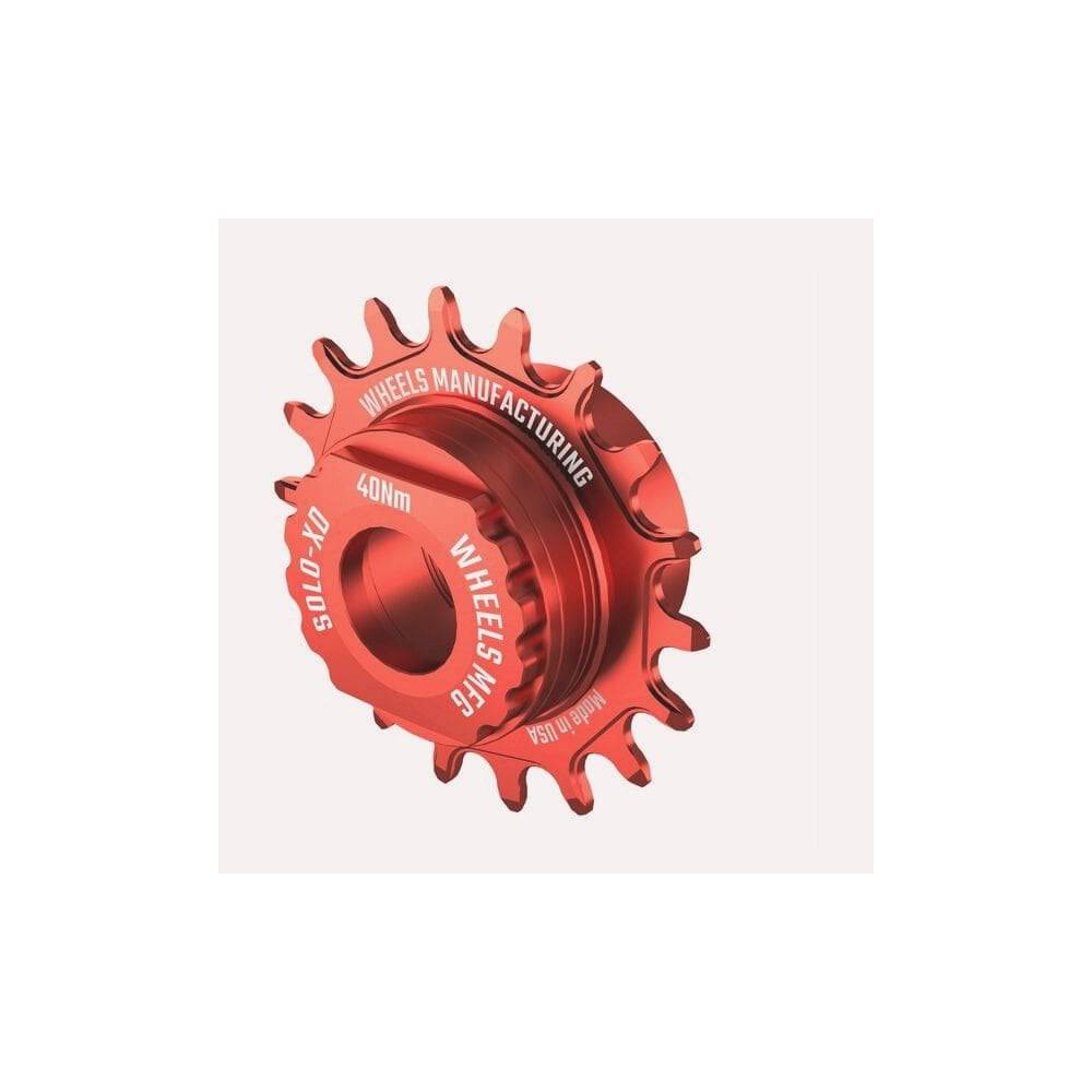 Wheels Manufacturing Solo-XD 18T single speed conversion kit for SRAM XD/XDR hubs, featuring red components.