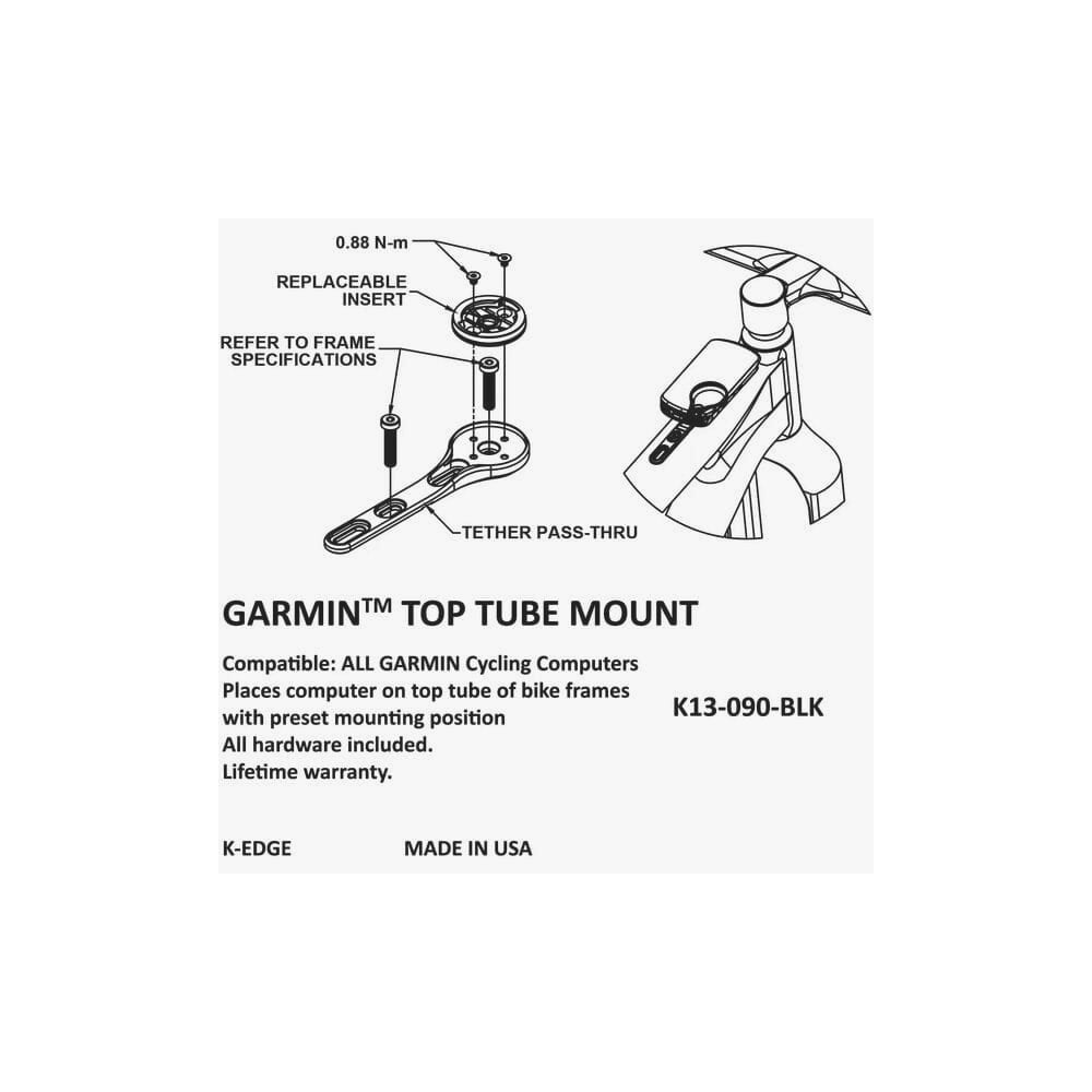 K-Edge Mounts & Spares - Garmin Top Tube Mount Black Anodised