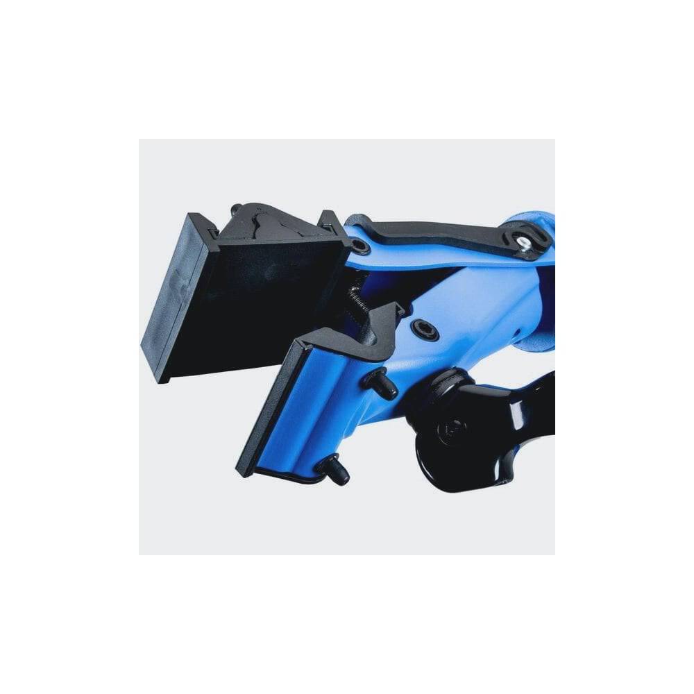 Park Tool 1971 clamp adapter for D-profile seatposts used with workshop repair stands, ensuring secure holding during bike maintenance.