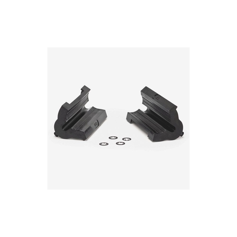 Park Tool 468B clamp covers for PRS-2/8 workstands, featuring double cable reliefs, used in workshop setups.