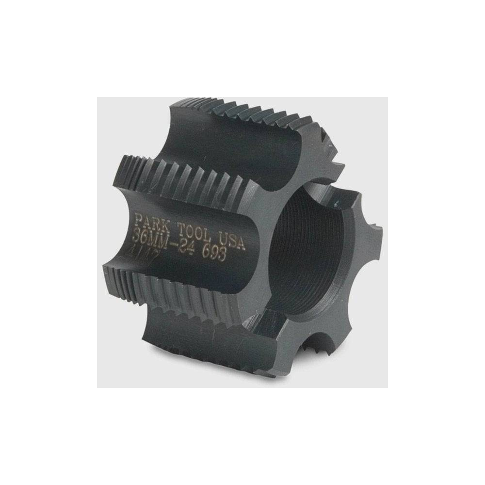 Park Tool 693 tap for BTS-1, 36mm x 24 TPI Italian right-hand thread, workshop tool replacement, close-up view