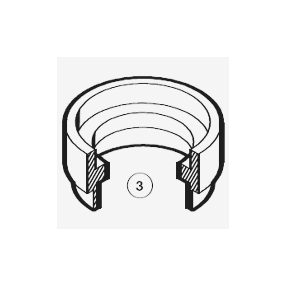 Park Tool 834 1-inch stepped cup CRS-1 replacement part for bike maintenance, shown in a workshop setting with tools.