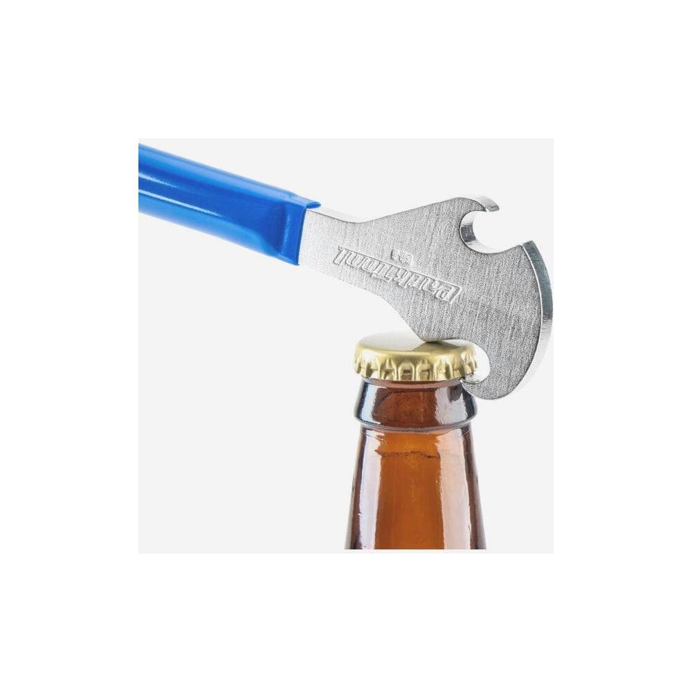 Park Tool BO-6 stainless steel bottle opener with vinyl handle, durable tool accessory for opening bottles.