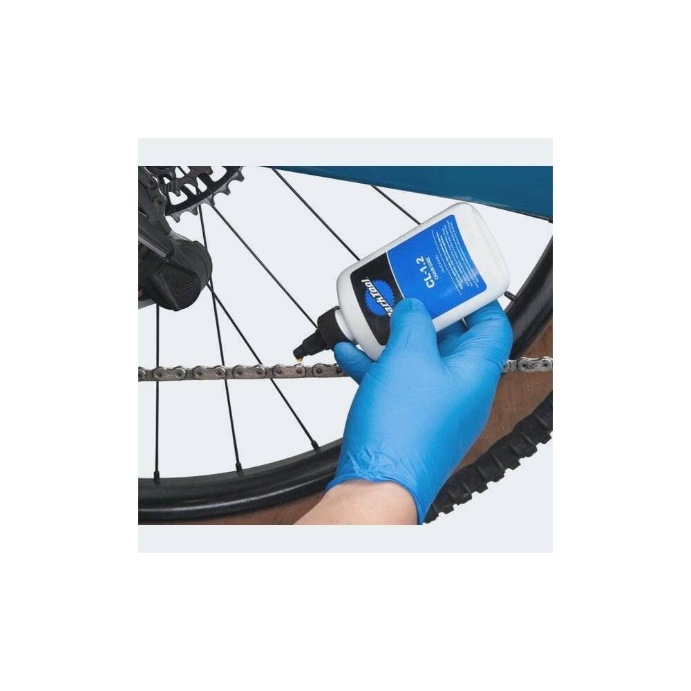 Park Tool CL-1.2 synthetic blend bike chain lube, eco-friendly, designed for bike maintenance and lubrication.