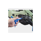 Park Tool EWS-2 electronic wire 3-way tool for Shimano Di2 and SRAM battery covers, used in bike workshop maintenance.