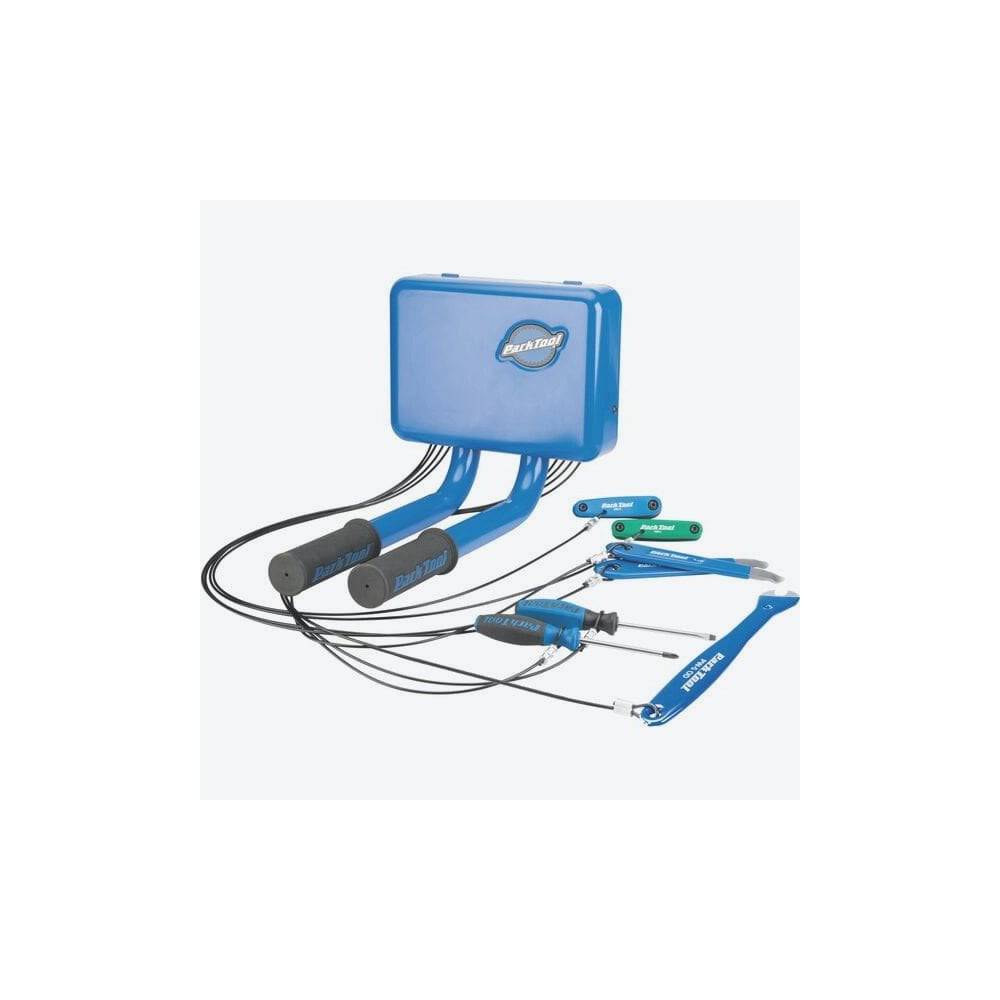 Park Tool THS-1.2 Trailhead Workstation outdoor bike repair station with integrated tools and work surface for bike maintenance.