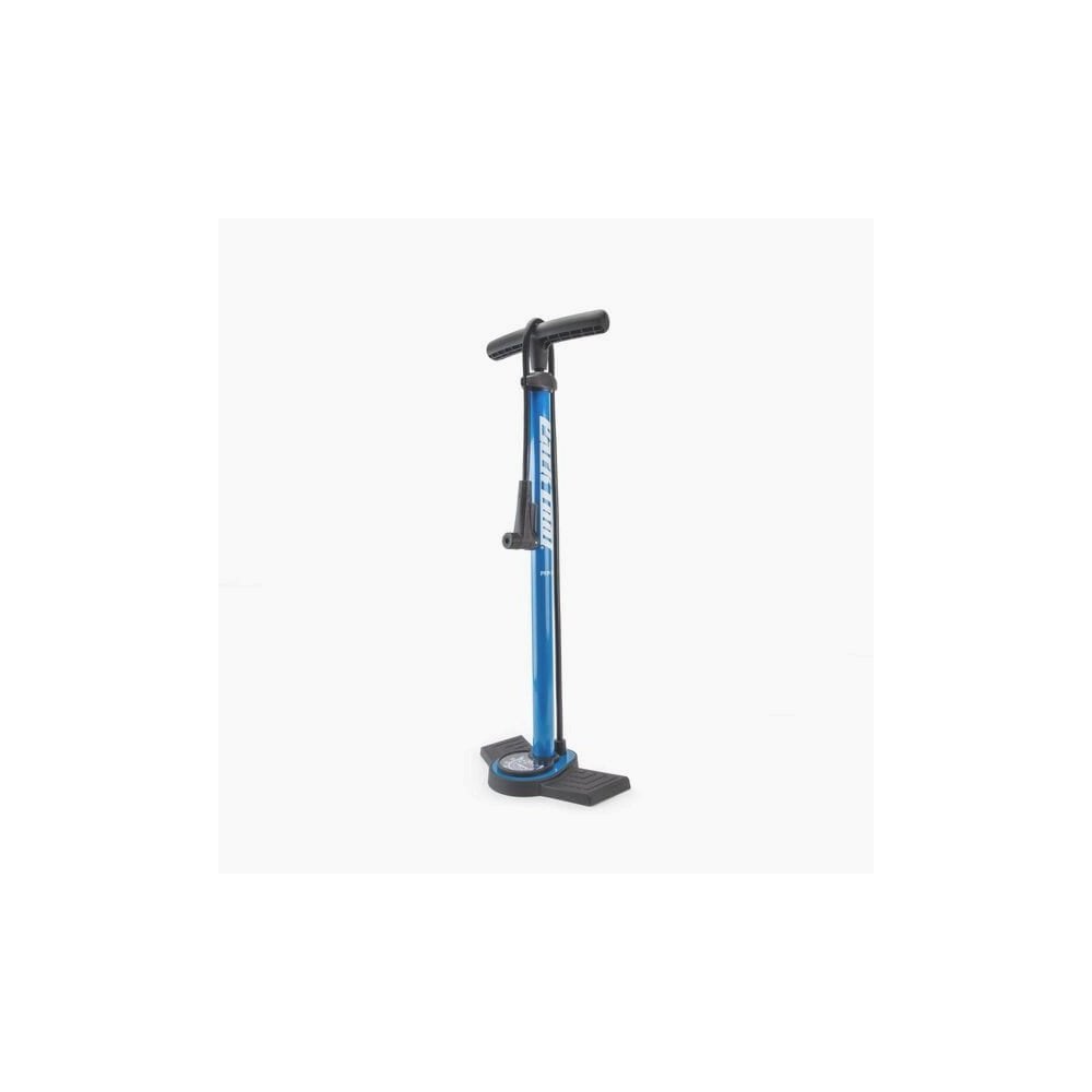 Park Tool PFP-10 home mechanic floor pump with universal valve head for Presta and Schrader bicycle tires.