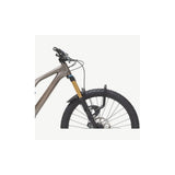 Aeroe Spider front rack for MTB and eMTB bikes with quick-release system, mounted on a bike frame, showcasing durable metal construction.