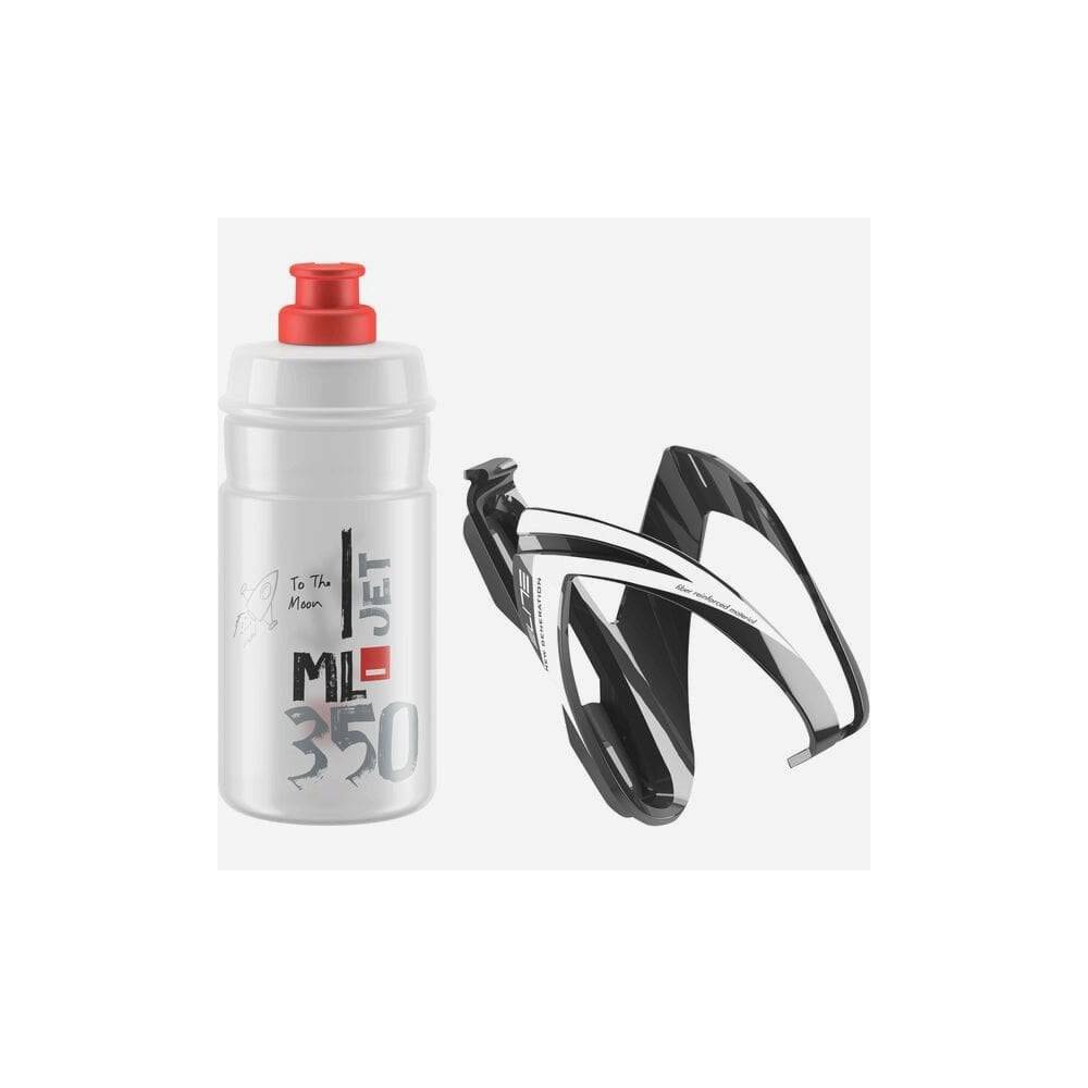 Red Elite CEO Jet Youth Bike Bottle Kit with cage, 66mm, 350ml hydration set for cycling accessories and hydration needs.