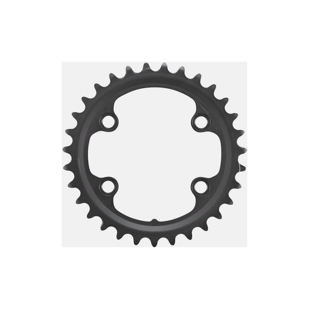Shimano GRX FC-RX820-2 12-speed double chainring, 31T, for gravel bike drivetrain, shown with teeth details on black component