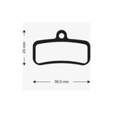 Aztec e-Bike disc brake pads for Shimano Saint M810 M820 Zee M640 and TRP Quadiem, shown in close-up.