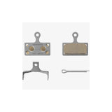 Shimano G04Ti-MX metal sintered disc brake pads with titanium back and spring for bicycle braking components.