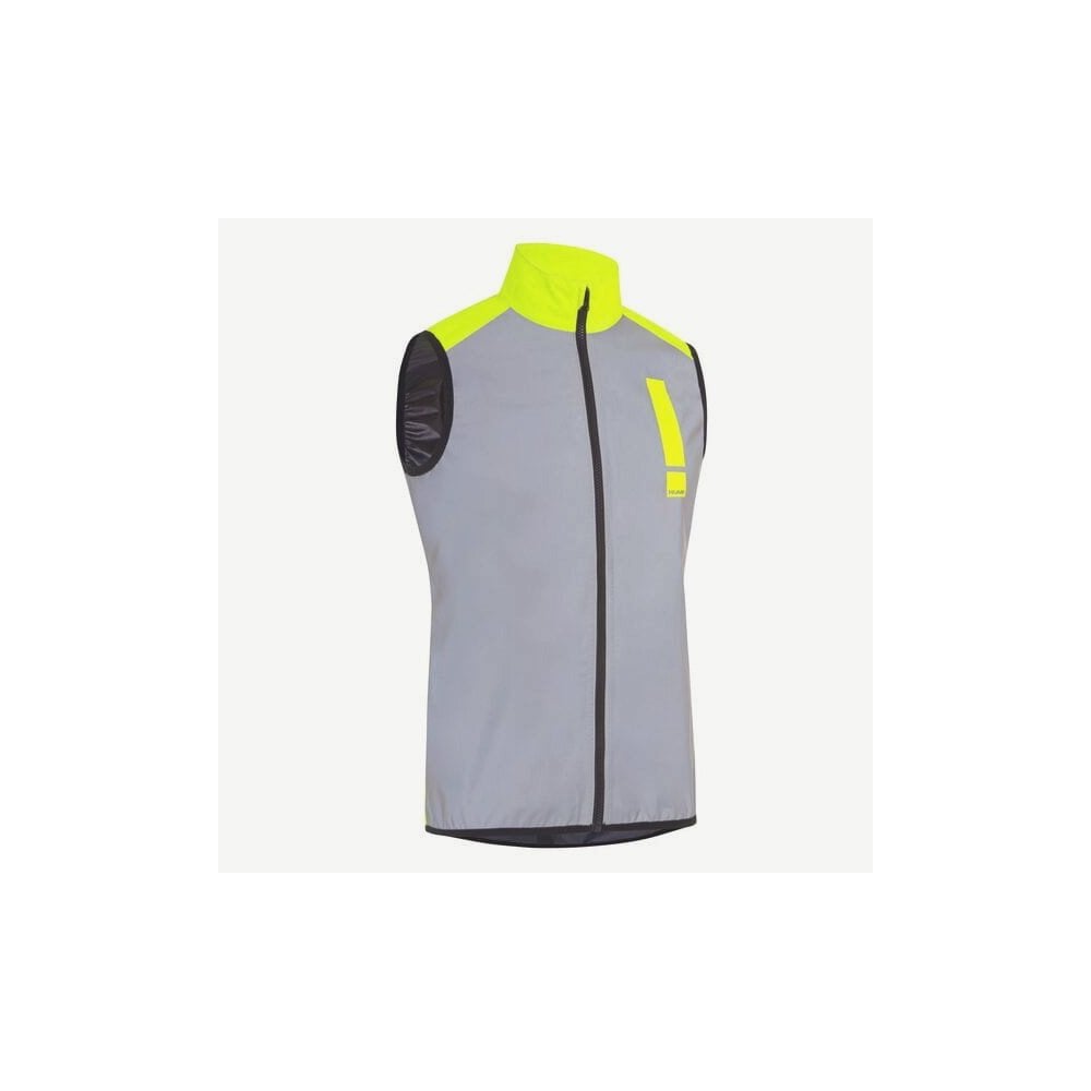 HUMP women's ultra reflective cycling gilet vest showing waterproof and wind-resistant features, with bright reflective panels.
