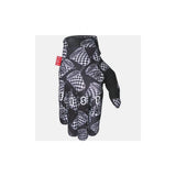 Fist Handwear fluorescent green gloves with durable grip, suitable for wet and dry conditions, shown on a person's hands.